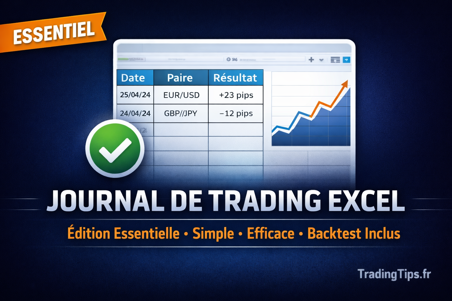Journal de Trading & Backtest Excel (Simple) – Édition Essentielle